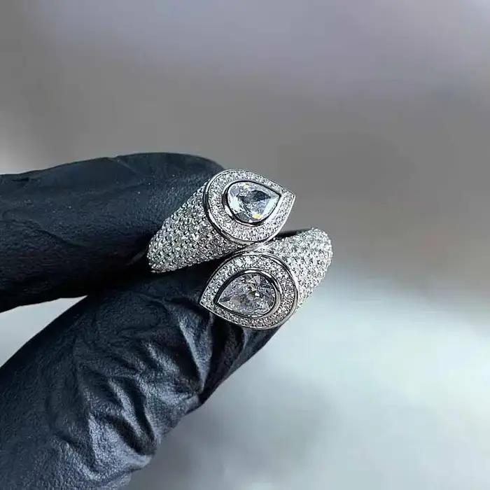 Bague Double goutte d'eau pour femmes, tendance, argent 925 incrusté de diamants, exquise, haut de g