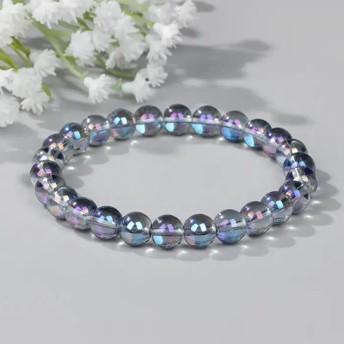 Bracelet de Perles en Pierre de Lune Naturelle pour Hommes et Femmes Bijou Artificiel à La Mode Polyvalent Occasions Spéciales