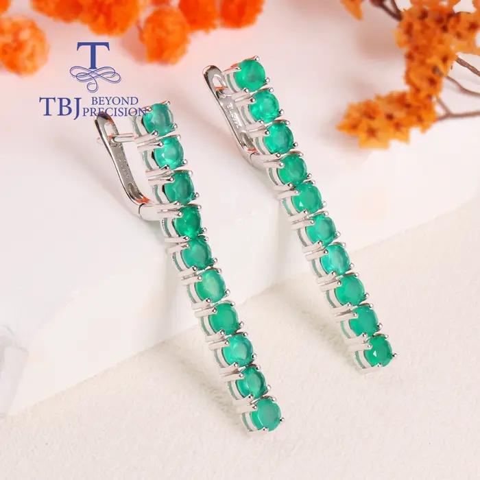 2026, Magnifiques boucles d'oreilles longues en agate verte naturelle au design élégant