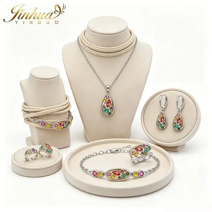 Ensemble de bijoux bien-être en argent sterling 925 pour femmes, améliore la circulation sanguine, pierre de quartz naturelle, cristaux multicolores bohèmes