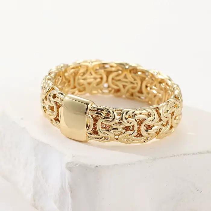 Bague plaquée or en forme de chaîne unisexe style hip hop vintage pour carnaval et anniversaire cadeau audacieux