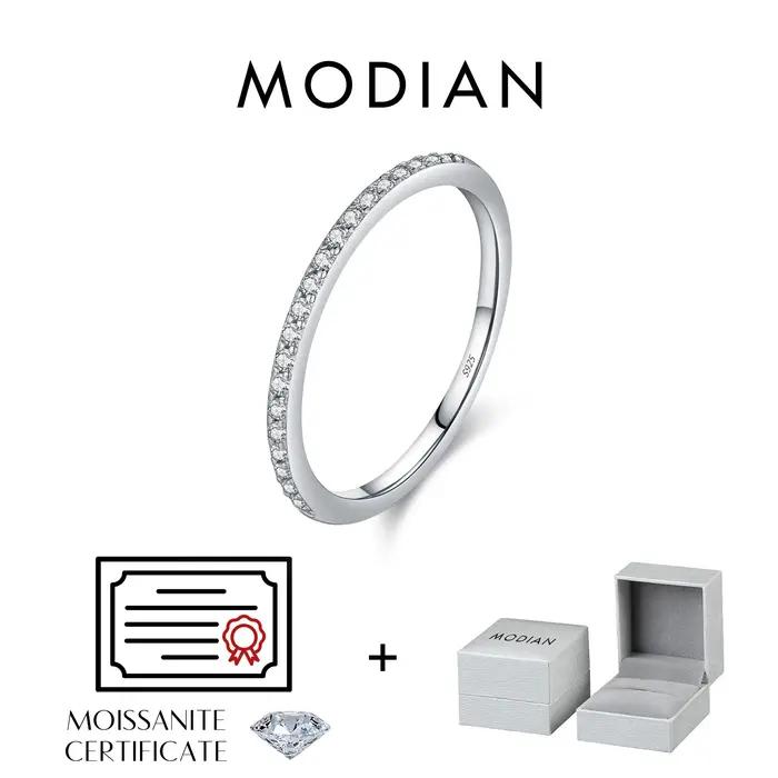 Alliance en argent sterling 925 sertie de moissanite blanche pour mariage occasions spéciales femmes elegant simple et éternelle