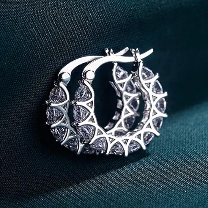 Huitan – boucles d'oreilles créoles en cristal CZ pour femmes