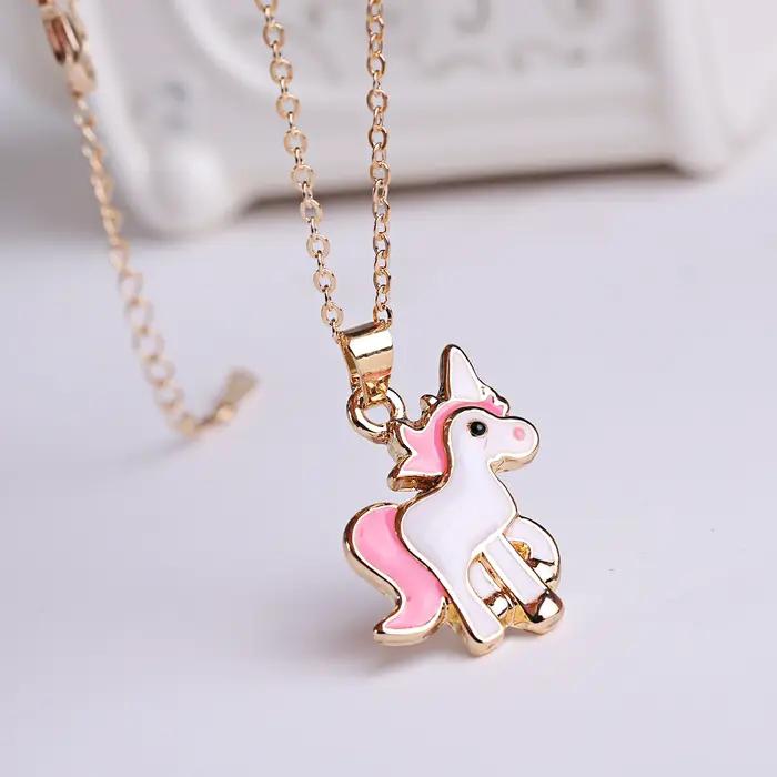 Ensemble de bijoux cheval animal de dessin animé en émail pour femmes et filles collier boucles d oreilles occasion spéciale