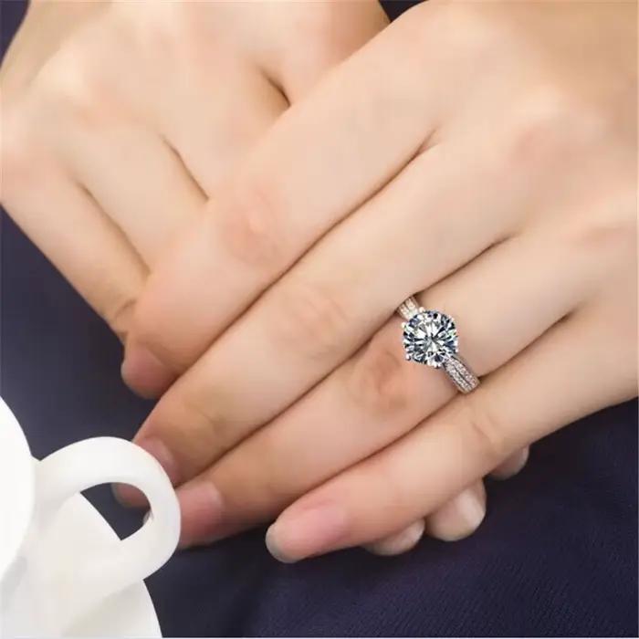 Bague en or blanc 14K diamant VVS1 1 carat alliance de mariage pour femmes engagement romantique occasions spéciales