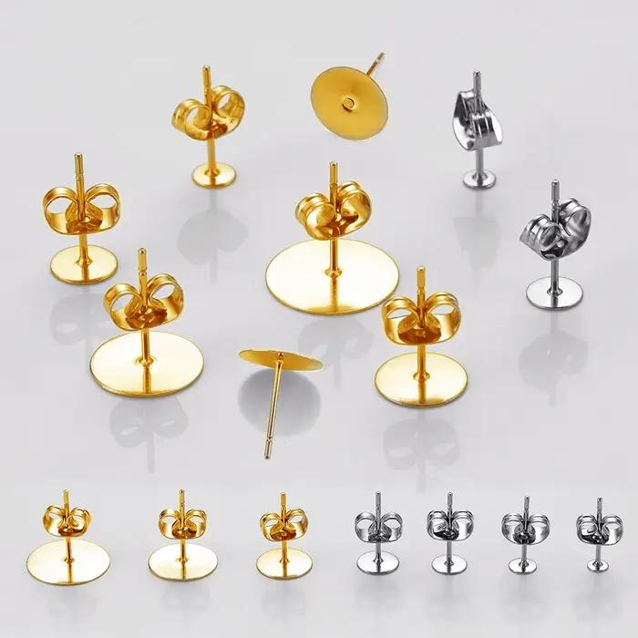 Lot de 100 boucles d'oreilles en acier inoxydable