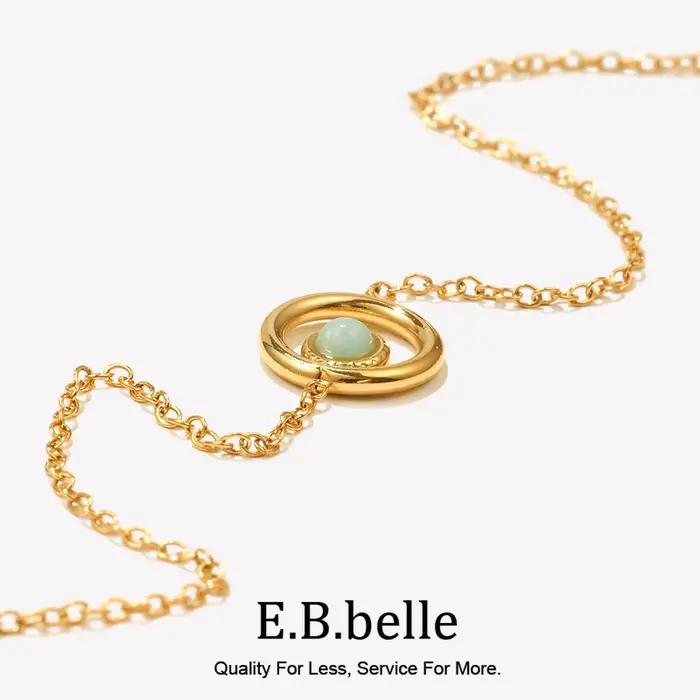 E.B.belle – Bracelet rond en pierre naturelle plaqué PVD, chaîne pour femmes et filles, en acier inoxydable, bijoux chics pour la vie quotidienne
