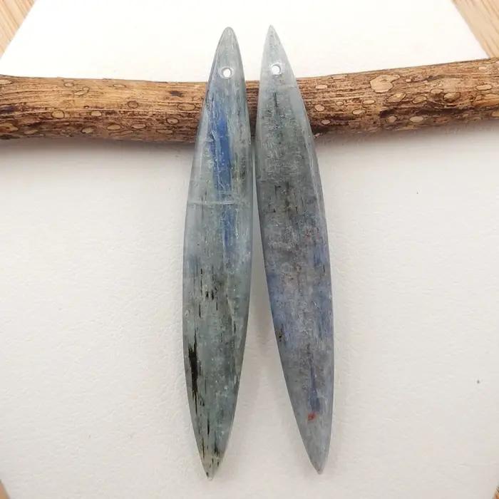 B & F – paire de boucles d'oreilles pendantes, Quartz Natura Lapis Lazuli, bijoux en pierre naturelle, Design de pierres précieuses à faire soi-même, 55x8x3mm