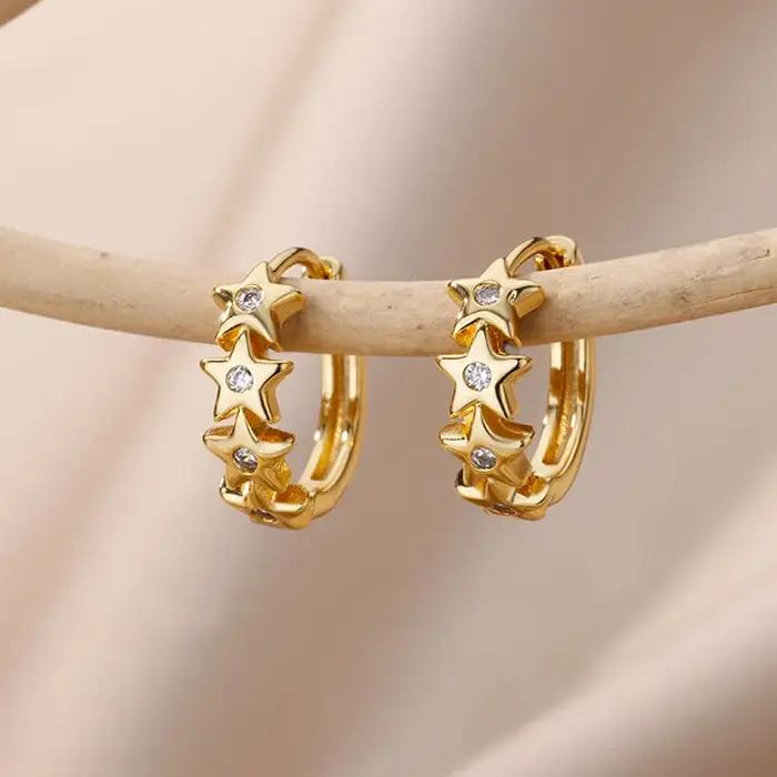 Boucles d'oreilles en acier inoxydable plaqué or pour femmes élégantes et résistantes occasions spéciales femmes occasions spéciales