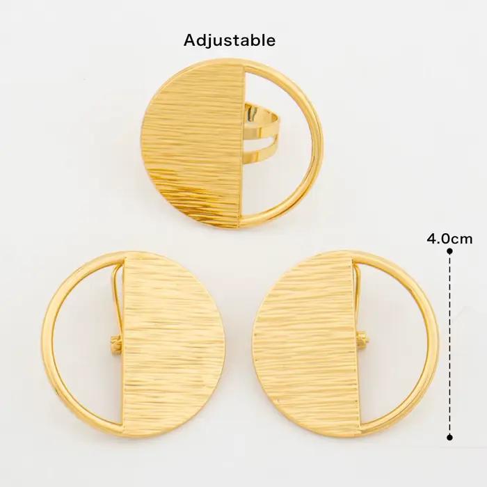 Ensemble de bijoux plaqués or 18 carats YM pour femme avec bague réglable et boucles d'oreilles clips motifs géométriques pour occasions spéciales et cadeaux