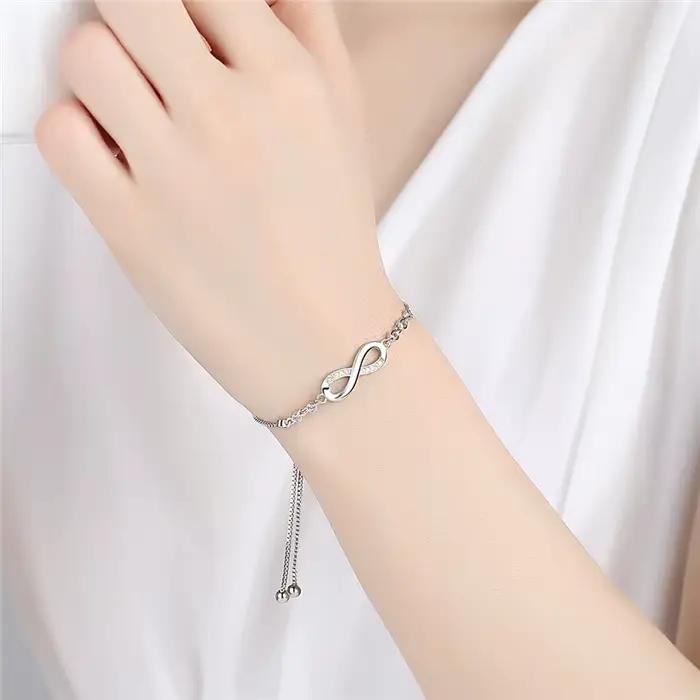 Bracelets fins en argent Sterling 925 et cristal pour femmes