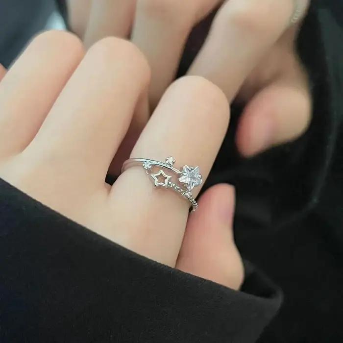 Bague d'ongle en zircon brillant exquise pour femme, style rétro, douce, ouverte, hip-hop, punk, emp