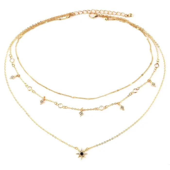Bls-miracle Boho cristal pendentif collier mode multicouche étoile colliers déclaration pont chaîne pour femmes bijoux cadeau NX-53