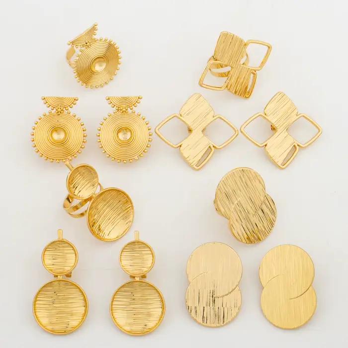 Ensemble de bijoux plaqués pour femmes, boucles d'oreilles et bagues, Design de dubaï, à la mode, bijoux de mariée africaine, cadeau de fête, nouvelle collection