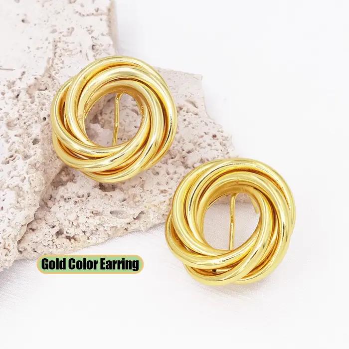 Ensemble de bijoux plaqués or et rhodium pour femmes, colliers et boucles d'oreilles modernes pour soirées et occasions spéciales