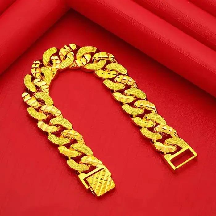 Bracelet classique en or véritable 24 carats 9999