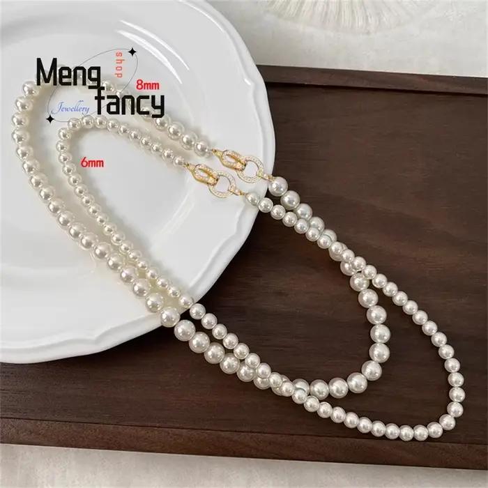 Colliers de perles naturelles polyvalents pour femmes, chaînes de pull perlées et accessoires de lux