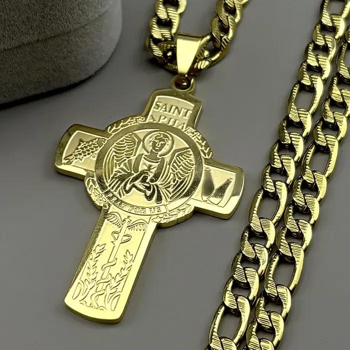 Collier pendentif croix Saint Raphaël chrétien
