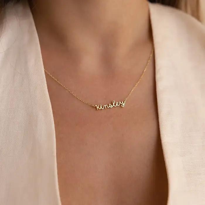 Collier personnalisé avec nom Simple pour femmes et filles