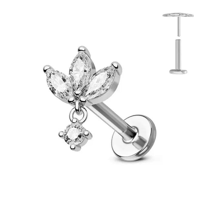 Boucles d'oreilles en titane et acier inoxydable avec motifs floraux et animaux de compagnie pour piercing et style élégant