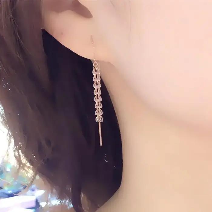 Boucles d'oreilles à pampilles géométriques plaquées or rose pour femmes, style ethnique, bijoux fins, mode originale, parfait pour les soirées formelles et les événements de prestige