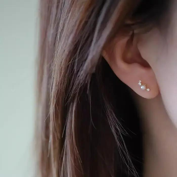 Boucles d'Oreilles en Argent Sterling 925 Plaqué Or 14K pour Femme