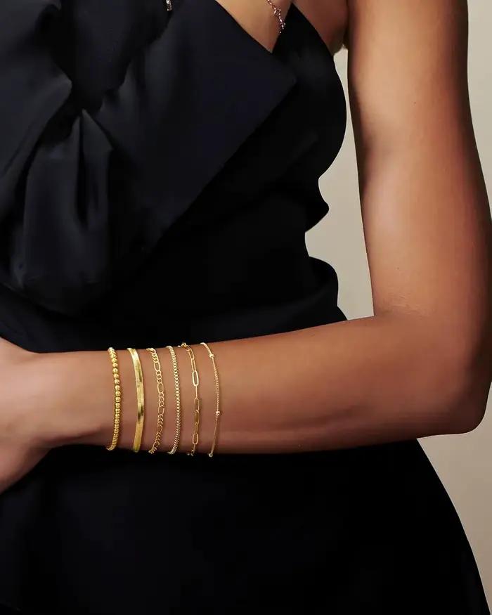 Ensemble de bijoux plaqués or 14 carats pour femme bracelets imperméables maillon cubain trombone vendange style moderne