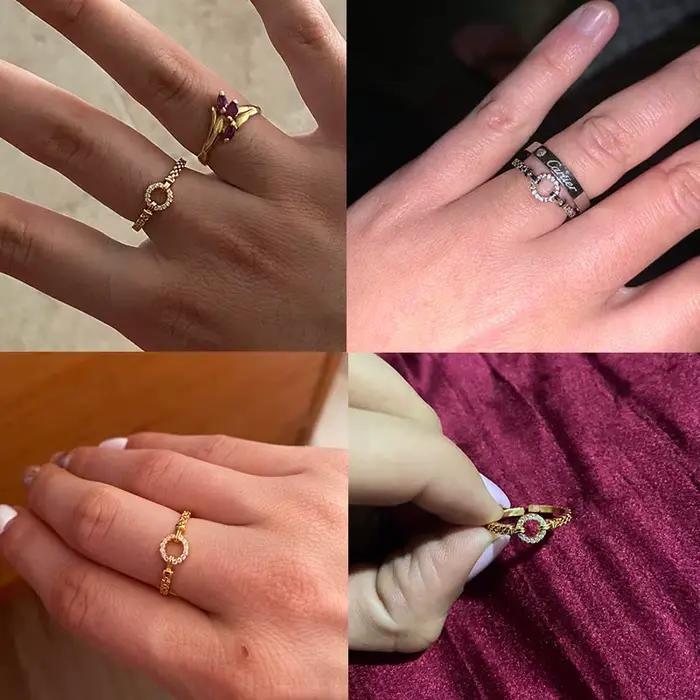 Bague en acier inoxydable plaquée or 18 carats avec zirconium blanc et noir pour femmes style punk rock occasions spéciales