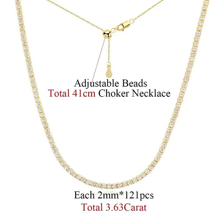 COSYA – collier ras du cou en moissanite de 2mm pour femmes
