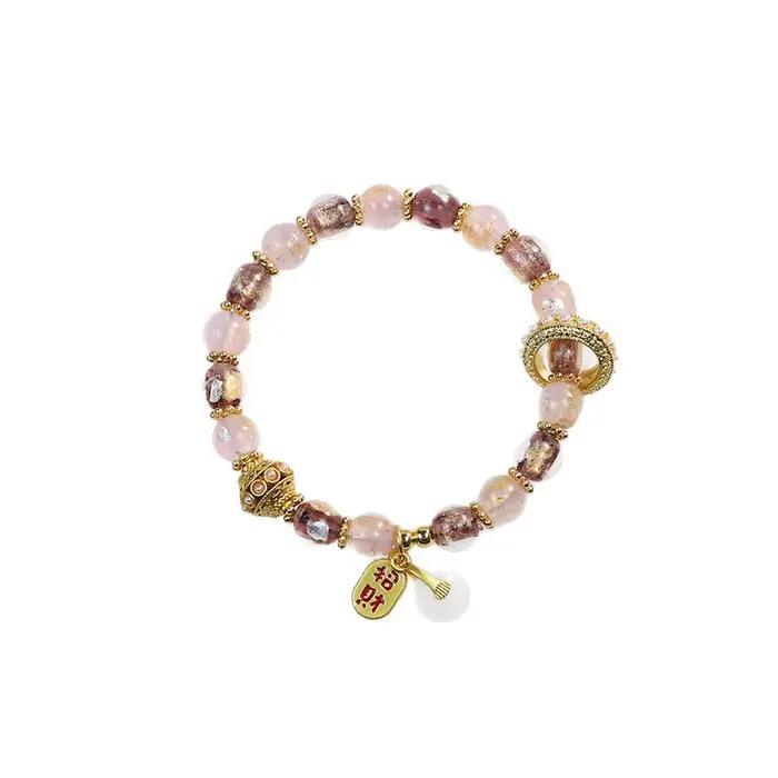 Bracelet porte-bonheur béni, temple de luxe léger, bijoux culturels et créatifs, encens, glaçage de cendres, chaîne à main, cadeau pour filles