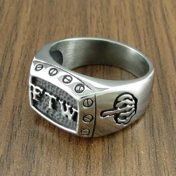 Taille punk 7-15 # FTW vis mécanique femme motard exquis en acier inoxydable 316L moto bague centr