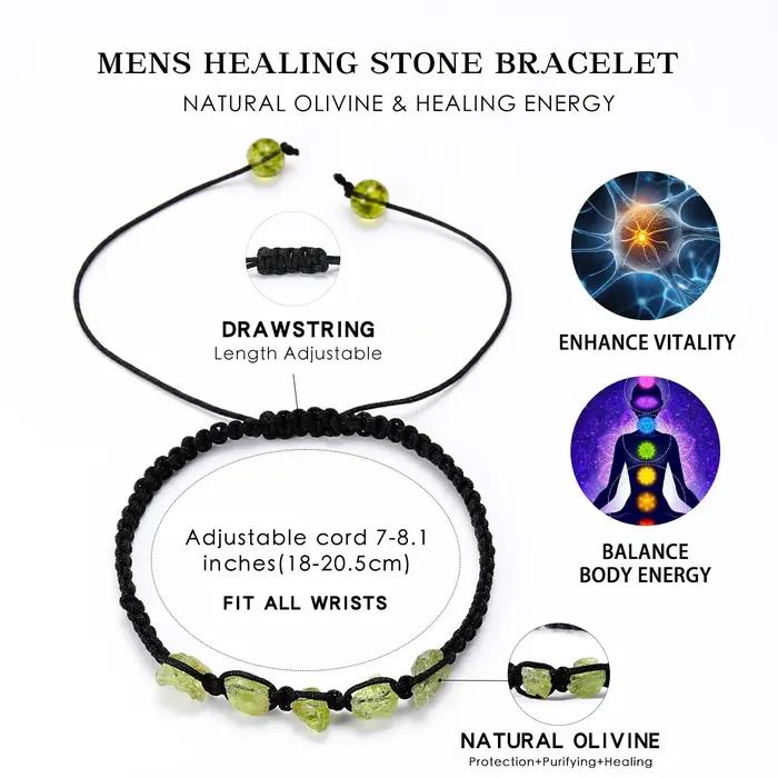 Bracelet en péridot naturel tissé à la main unisexe pour homme et femme occasion spéciale cadeau unique