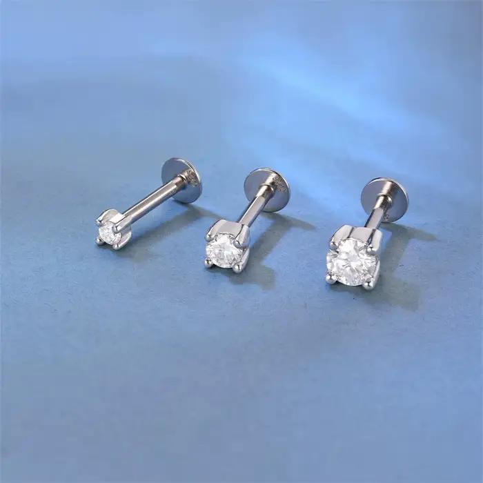 Aide Mini 2/3/4mm Moissanite boucle d'oreille pour les femmes 925 en argent Sterling