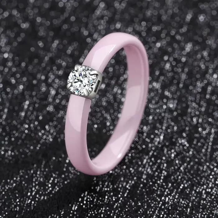 Bague de promesse classique en céramique fine pour femme, alliance de mariage avec pierres colorées, occasions spéciales, Saint Valentin, mariage