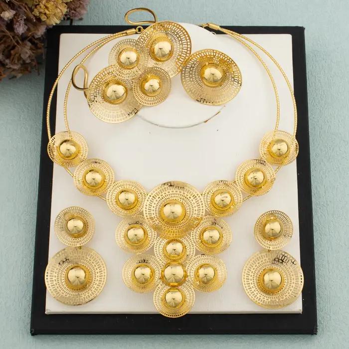 Ensemble de bijoux plaqué or de Dubaï pour femme