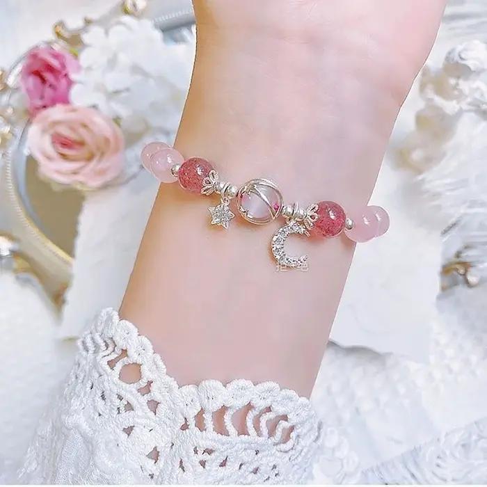 Bracelet en pierre opale de couleur bleu violet pour femmes et filles