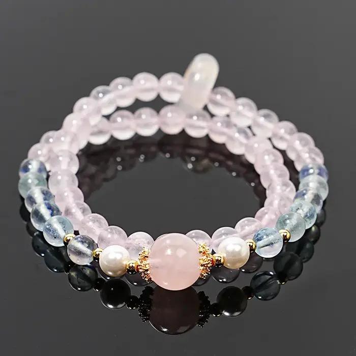 Xinghe diamant cassé haute qualité aigue-marine naturelle cristal Bracelet femmes cheval poudre coquille perle chaîne à main haut de gamme cadeau