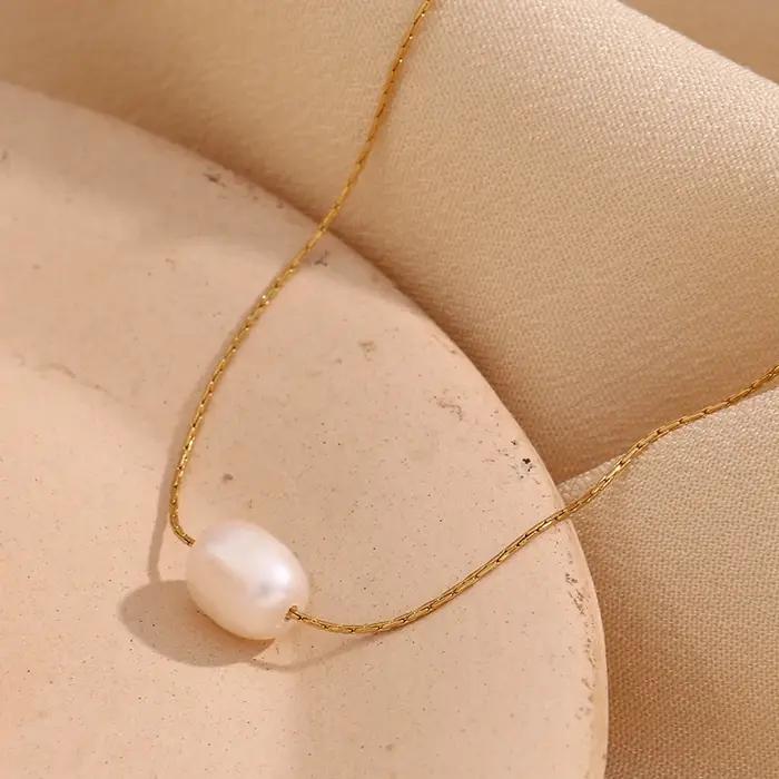 E.B.belle – collier minimaliste avec pendentif en perles d'eau douce