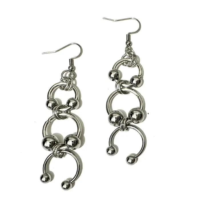 Mode coréenne épissée Boucles d'oreilles pendantes en fer à cheval pour femmes