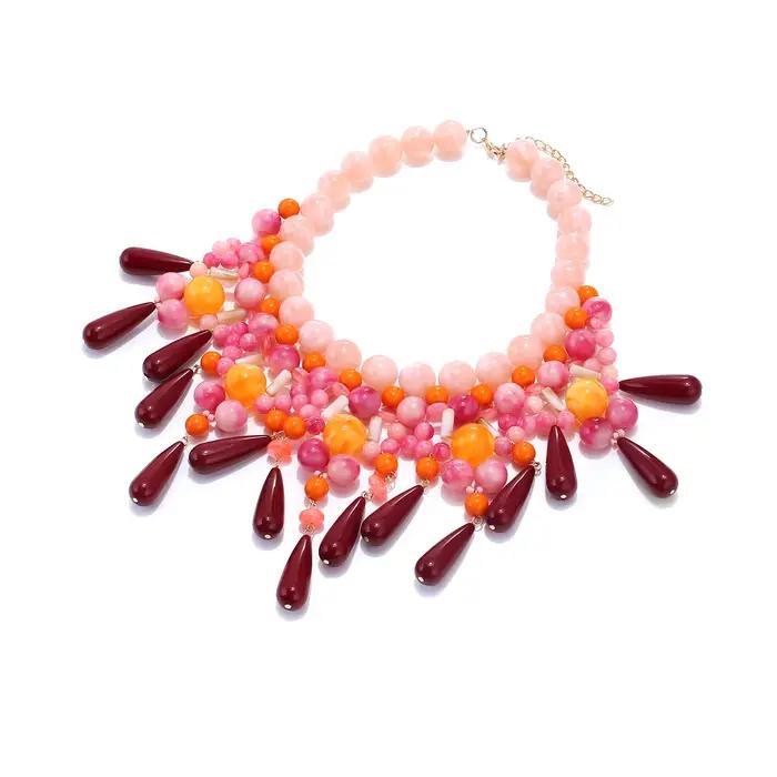 Collier ras du cou coloré en résine perlée pour femmes style bohème tracker de fitness et d'humeur occasions spéciales perles géométriques alliage de zinc
