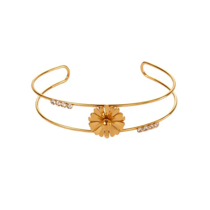 Bracelets Daisy en Zircon pour femmes, couleur or, en acier inoxydable, bracelet Daisy, bijoux esthétiques, cadeau de mariage