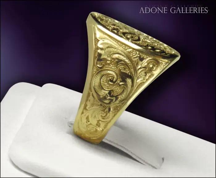 Bague de parrain sculptée Vintage plaquée or 18 carats, bague de fiançailles pour hommes haut de gamme, bague en alliage de Style géométrique à la mode
