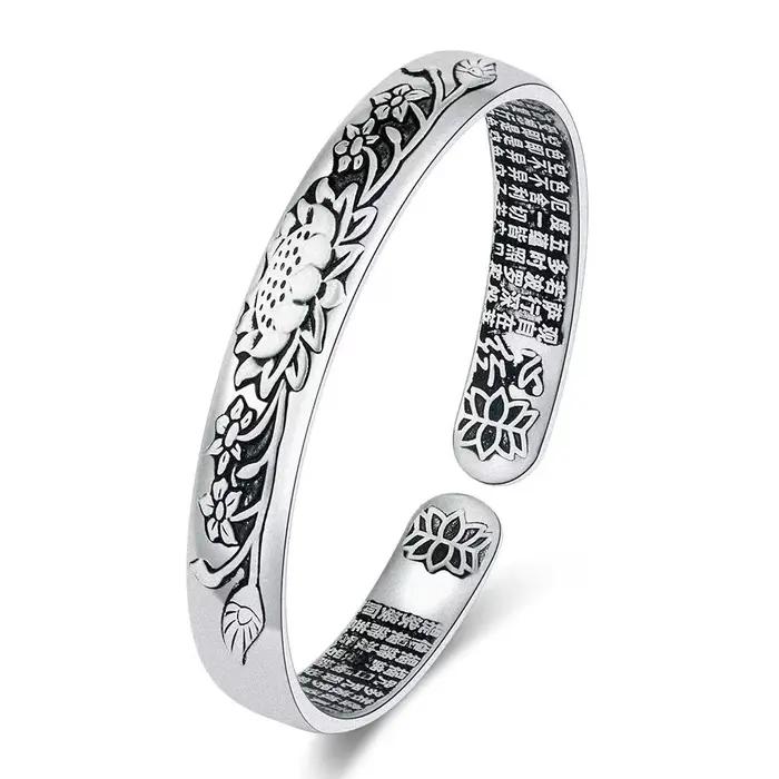 Bracelet rond en argent sterling 925, bracelet tendance simple et large pour femmes, bijoux cadeau