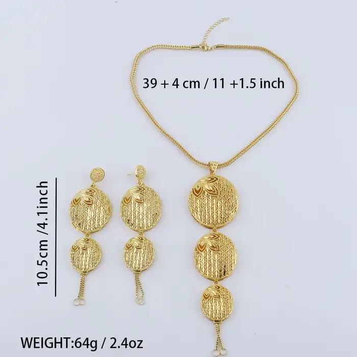 Ensemble de bijoux de luxe indien couleur or, boucles d'oreilles et collier à la mode, cadeau pour femmes, cadeaux arabes de dubaï pour fête de mariage et de mariée