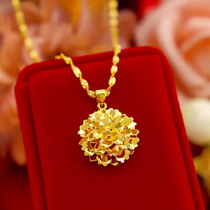 Collier multicouche en forme de fleurs pour femmes, couleur or véritable 18 carats, pour mariage, an