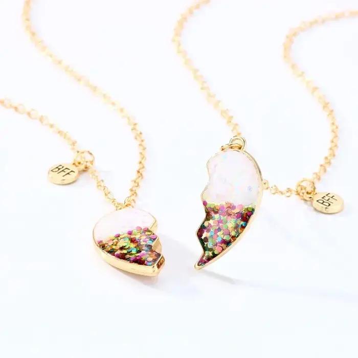Collier pendentif cœur BFF pour enfants bijou de couple amitié indéfectible pour filles et garçons occasions spéciales fêtes cérémonies scolaires cadeaux de Noël anniversaires