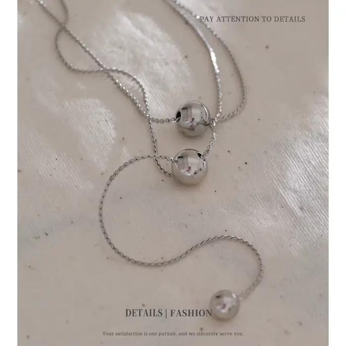 NiNice – collier en acier inoxydable, pendentif de perles rondes, Design suspendu à Double couche, cadeau exquis, nouveau