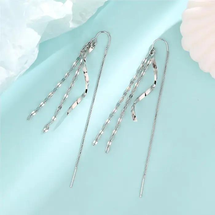 Girlbible – boucles d'oreilles à franges en argent Sterling 925 pour femmes