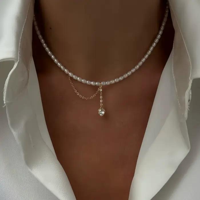 Collier de perles minimaliste pour femmes