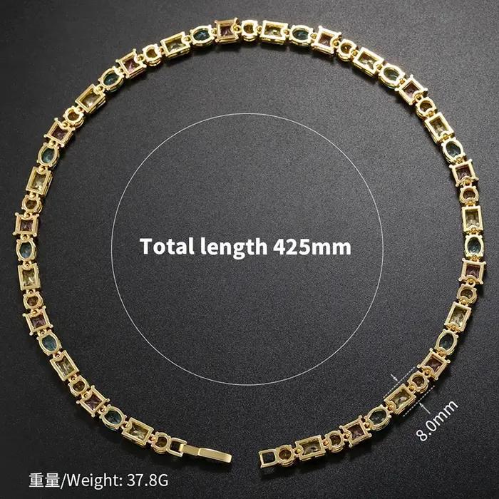 ZHUKOU collier de luxe pour femmes bonbons cristal ras de cou 425mm vintage homme